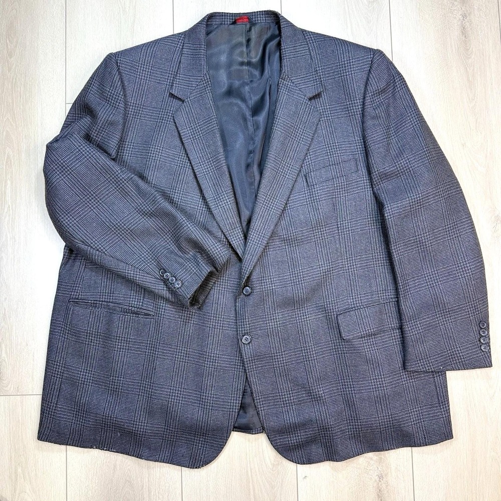VTG Hildreth &‎ Herricks Lambswool Blazer 50L Gray Plaid Sport Coat Jacket